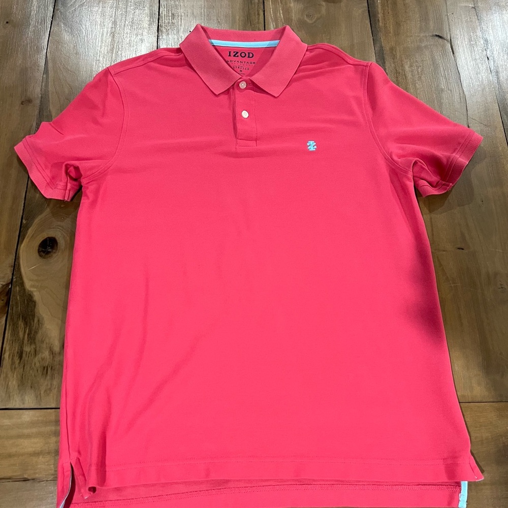 Izod Advantage Performance Men’s Short Sleeve Polo Shirt, Size Medium, Pink